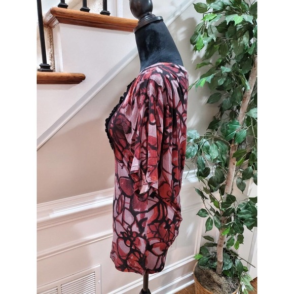 Simply Vera Women's Floral 100% Rayon Round Neck Short Sleeve Top Blouse Size XS - Picture 5 of 12